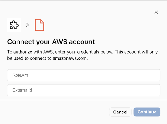 Prompting the user for their role and external ID