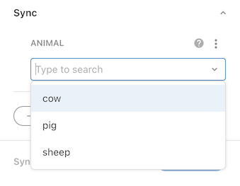 Autocomplete in the sync table settings