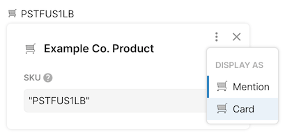 Changing a mention to show as a card in the display as menu
