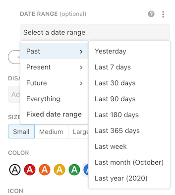 Date array parameters displayed as a date range picker