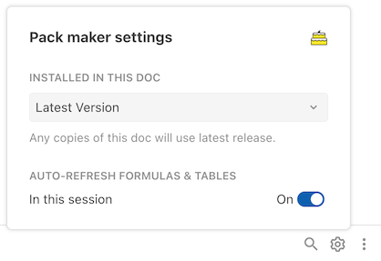 Pack settings for the doc