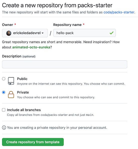 Create a repository from the template.